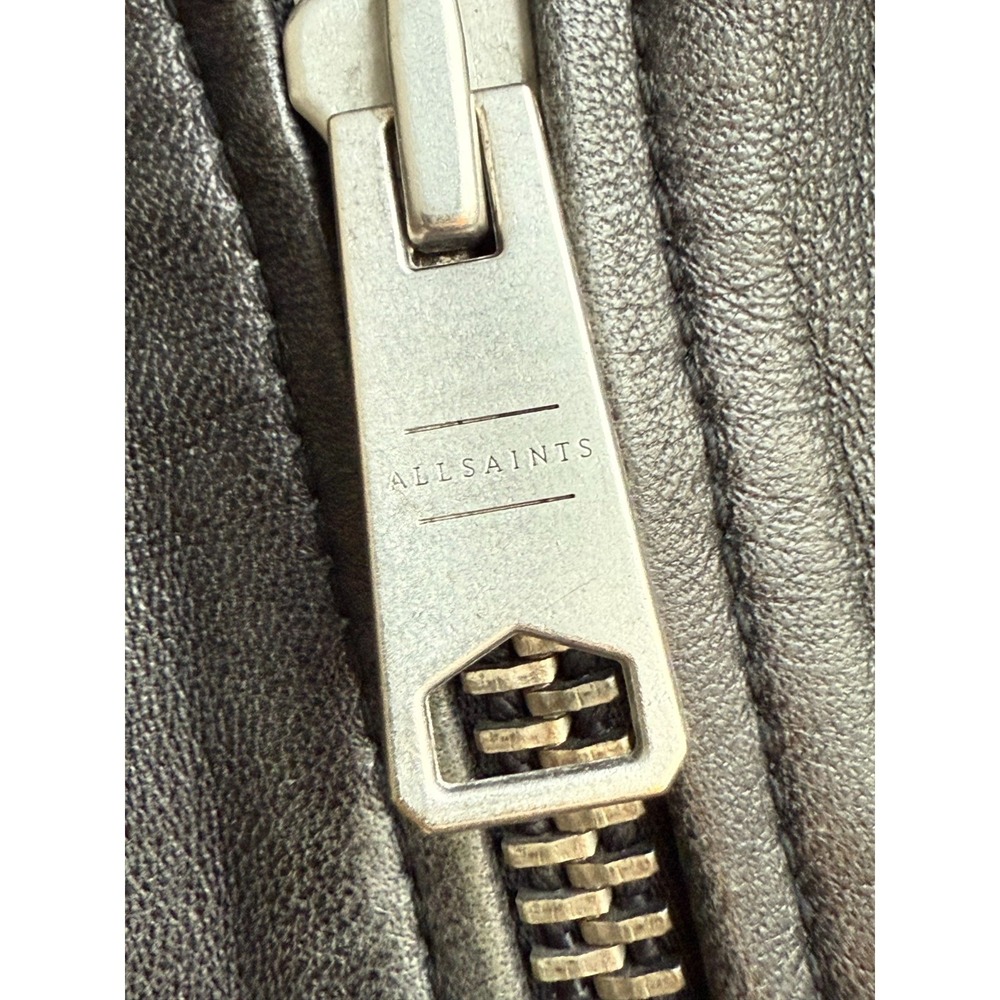 ALLSaints Women's Small Billie Relaxed Fit Mid Leather Biker Jacket $700 EUC - Picture 4 of 16